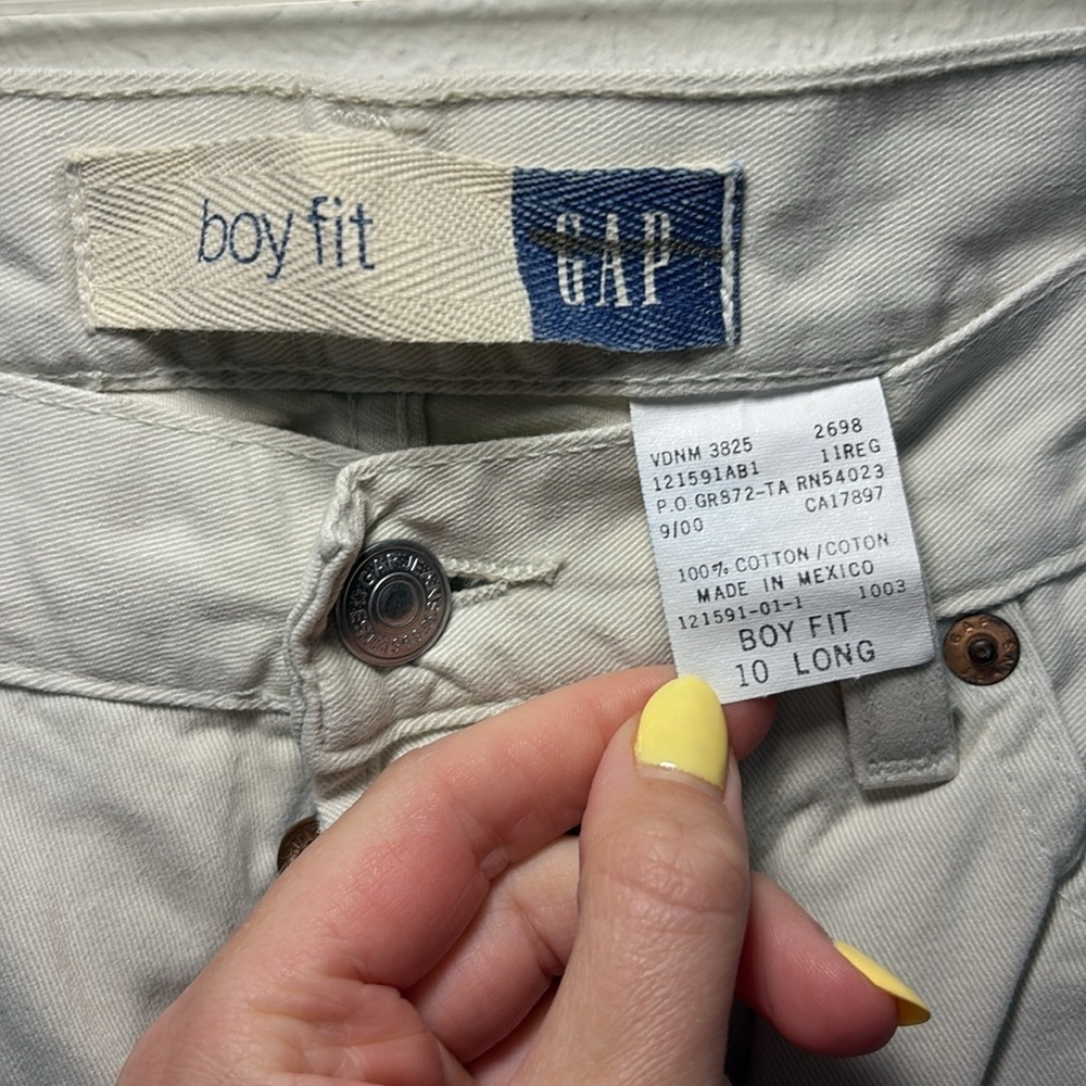 VINTAGE GAP Cream Boy Fit Pants Vintage size 10 long tall - Picture 2 of 5